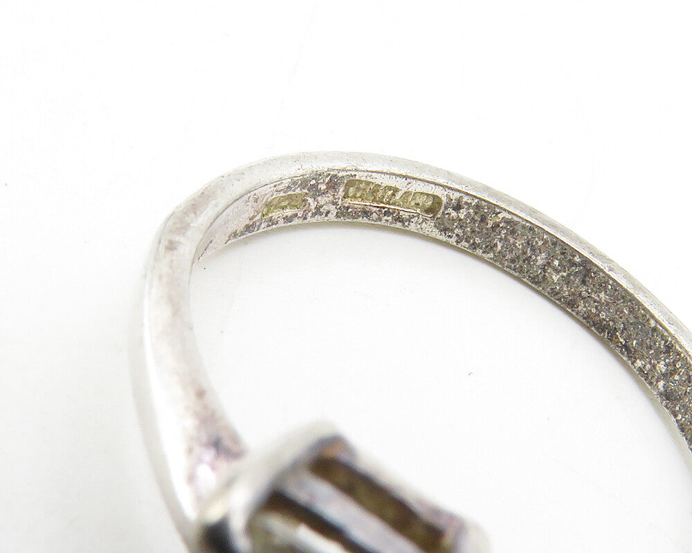 925 Sterling Silver  Vintage Cubic Zirconia Smooth Solitaire Ring Sz 6  RG9605