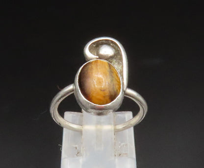 925 Sterling Silver  Vintage Tiger's Eye Bead Swirl Ring Sz 6.5  RG25216