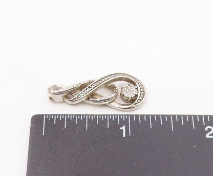 925 Sterling Silver  Vintage Genuine Diamonds Infinity Swirl Pendant  PT19747