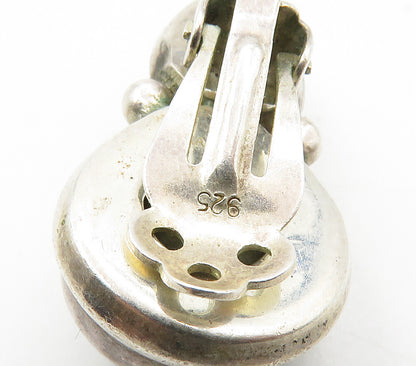 925 Sterling Silver  Vintage Jasper & Smoky Topaz Non Pierce Earrings  EG8043
