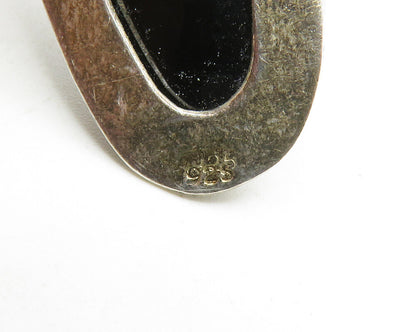 925 Sterling Silver  Vintage Amethyst & Black Onyx Hinge Drop Pendant  PT9963