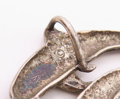 SHUBE 925 Sterling Silver  Vintage Swimming Dolphins Smooth Pendant  PT14810