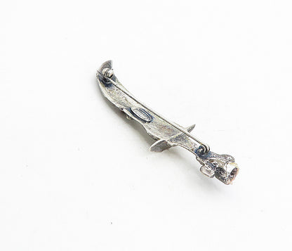 BROOKCRAFT 925 Silver  Vintage Jasper Dagger & Sheath Motif Brooch Pin  BP3058