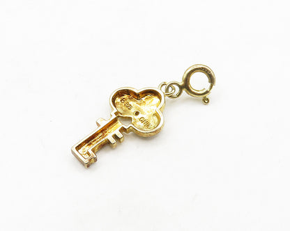 925 Sterling Silver  Vintage Petite Shiny Two Tone Key Motif Pendant  PT15588
