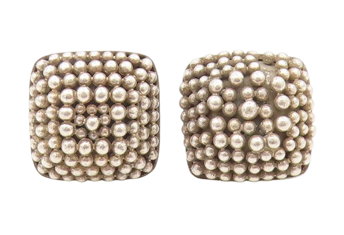 925 Sterling Silver Vintage Earrings JOHN HARDY Geometric Caviar Studs  EG13960