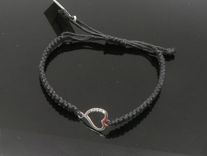 925 Silver  Cubic Zirconia Love Heart Adjustable Friendship Bracelet  BT1019
