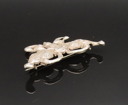 925 Sterling Silver Vintage Antique Textured Butterfly Motif Brooch Pin BP9570