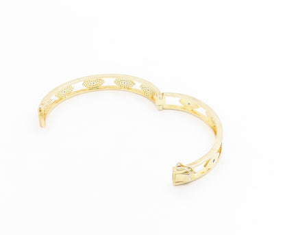 925 Sterling Silver Vintage Bracelet Gold Plated CZ Evil Eye Bangle  BT12004
