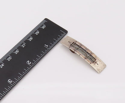 925 Sterling Silver  Vintage Modernist Rectangular Wired Plate Pendant PT22189