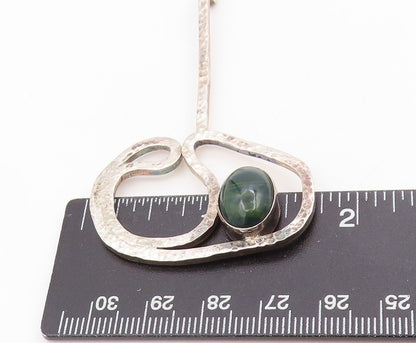 925 Sterling Silver Vintage Pendant Cabochon Gemstone Modernist Locket  PT25448