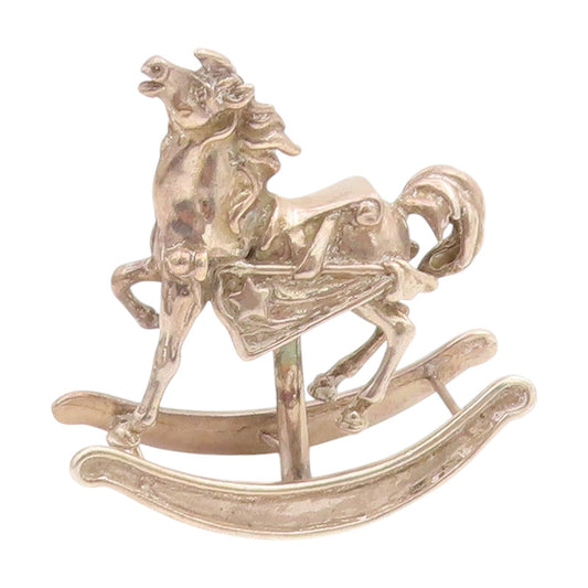 925 Sterling Silver Vintage Decorative Piece Carved Rocking Horse Statue  TR4085