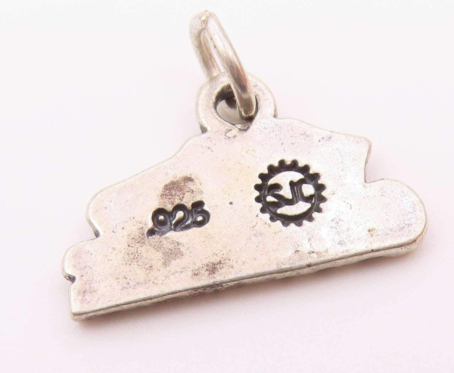 925 Sterling Silver  Vintage I Love To Cheer Oxidized Drop Pendant  PT6236