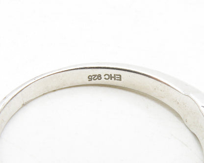 925 Silver  Vintage Petite Topaz Accented X Detail Band Ring Sz 8  RG12836