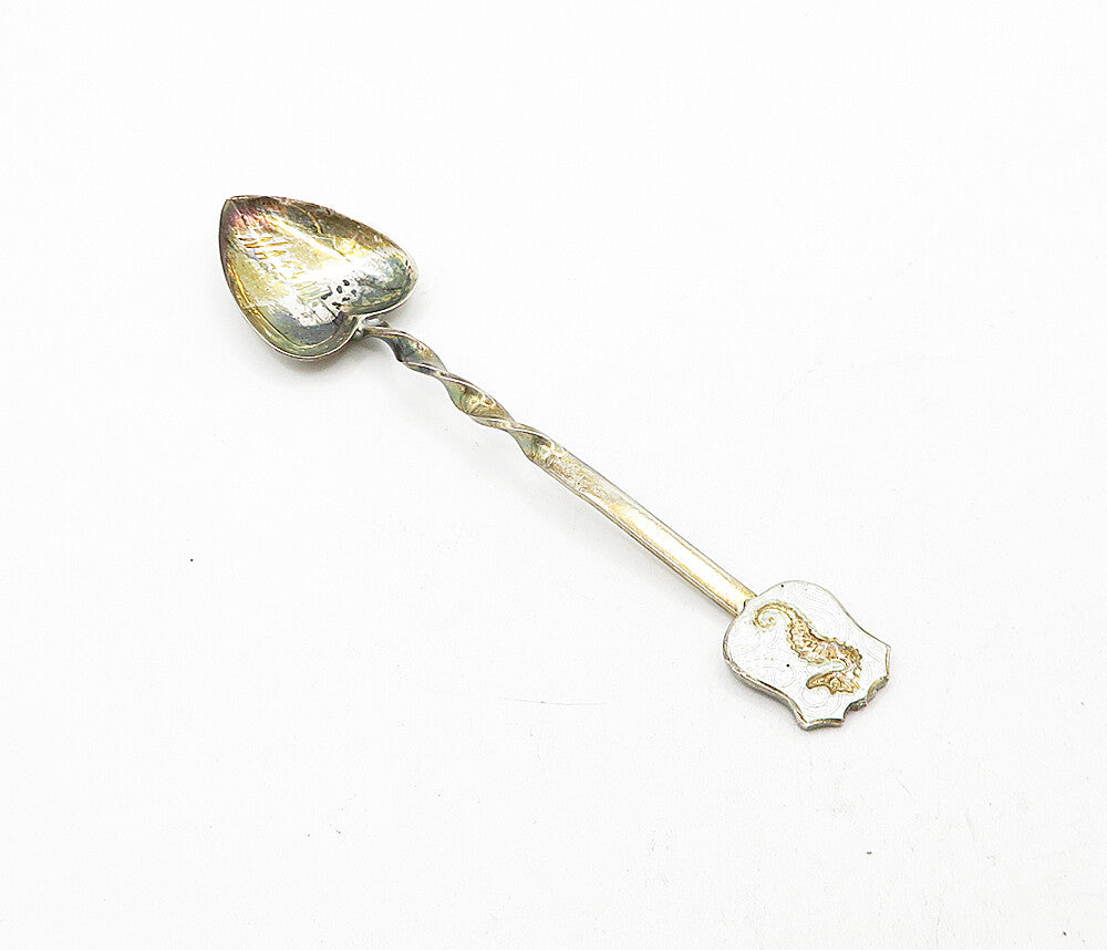 BREADNER M. CO.  925 Silver  Vintage Enamel Seahorse Demitasse Spoon  TR1157