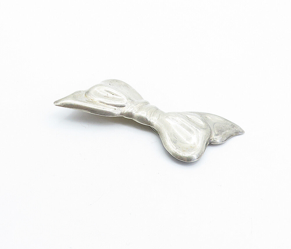 MEXICO 925 Sterling Silver  Vintage Bow Tied Ribbon Motif Brooch Pin  BP2502