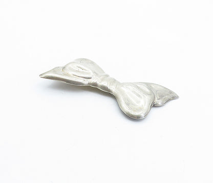 MEXICO 925 Sterling Silver  Vintage Bow Tied Ribbon Motif Brooch Pin  BP2502
