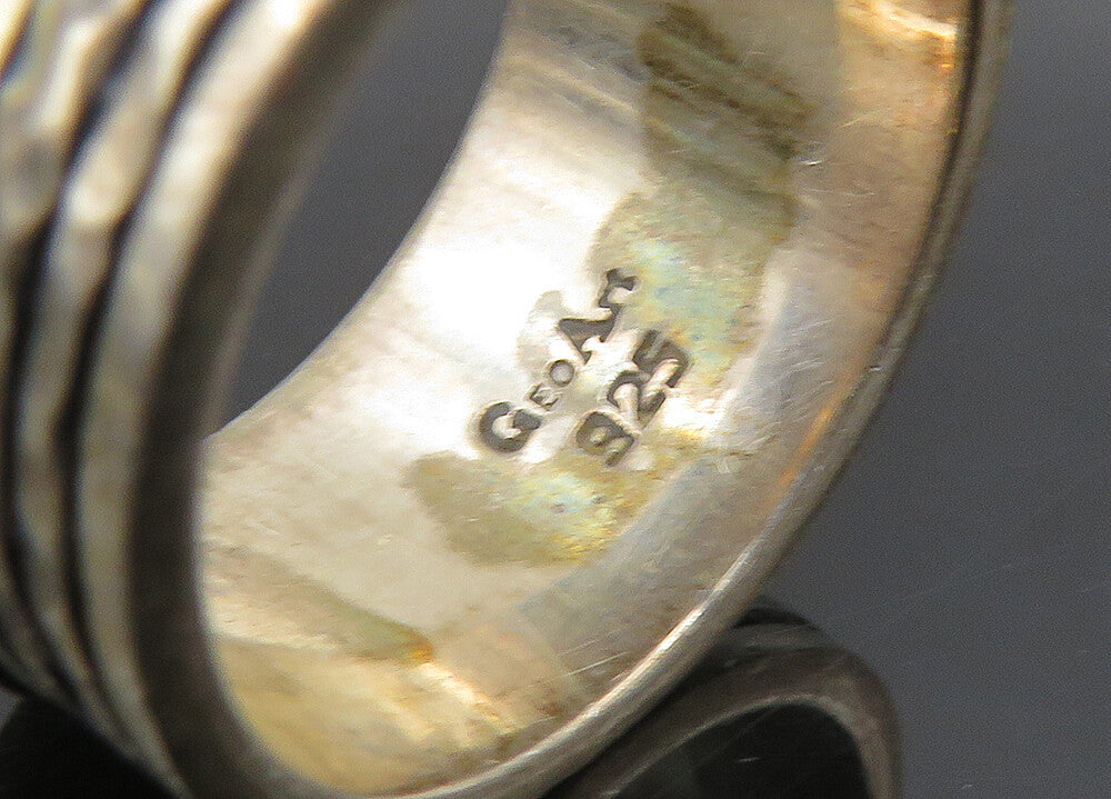 GEOART 925 Sterling Silver   Vintage Shiny Hammered Spinner Ring Sz 6  RG23037