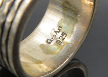 GEOART 925 Sterling Silver   Vintage Shiny Hammered Spinner Ring Sz 6  RG23037
