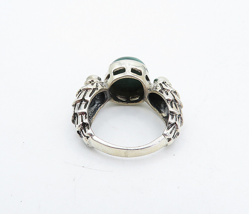 925 Sterling Silver  Vintage Malachite & Topaz Cocktail Ring Sz 6  RG4519