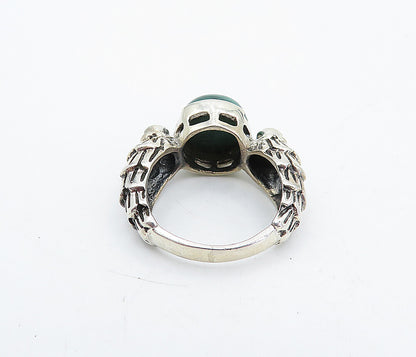 925 Sterling Silver  Vintage Malachite & Topaz Cocktail Ring Sz 6  RG4519