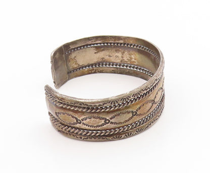 925 Sterling Silver Vintage Bracelet NAVAJO Etched Twisted Wire Cuff  BT12027