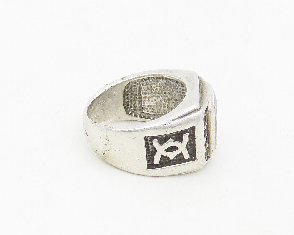 925 Sterling Silver  Vintage Cubic Zirconia Square Band Ring Sz 7  RG19269