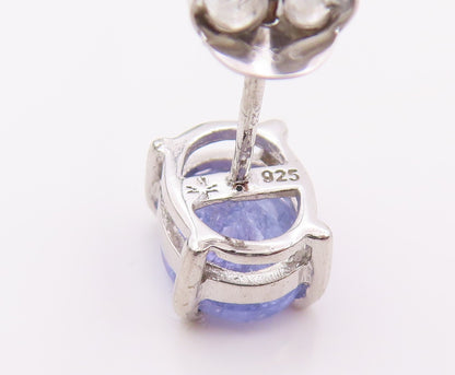 925 Sterling Silver Vintage Earrings Minimalist Oval Cut Tanzanite Stud  EG14210