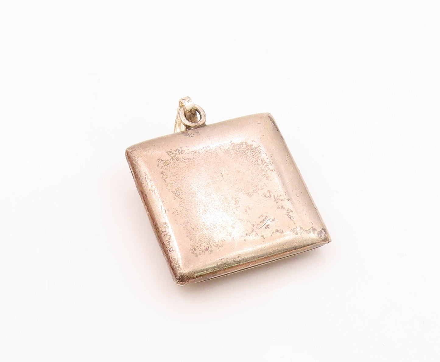 RB CO. 925 Sterling Silver  Vintage Floral Swirl Detail Square Pendant PT15954