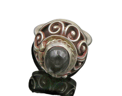 925 Silver  Vintage Black Onyx Adjustable Cocktail Ring Sz 8 (OPENS)  RG22954