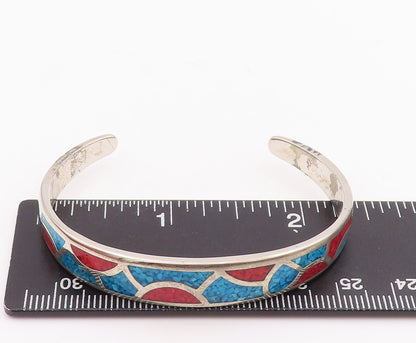 925 Sterling Silver Vintage Bracelet Southwestern Design Crush Turquoise BT10583