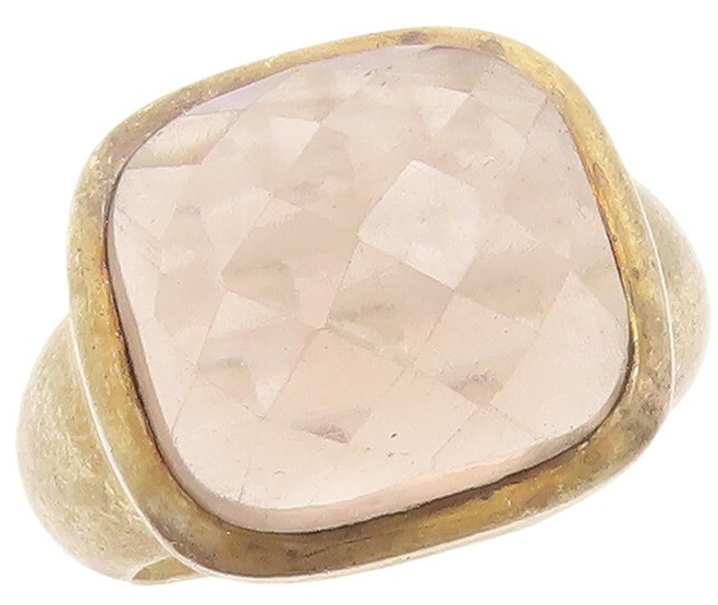 925 Sterling Silver Vintage Ring Dark Tone Square Cut Smoky Quartz Sz 8  RG31143