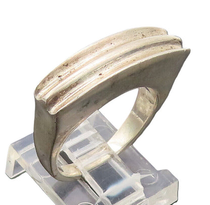 925 Sterling Silver Vintage Ring Minimalist Solid Carved Sz 7 RG27563