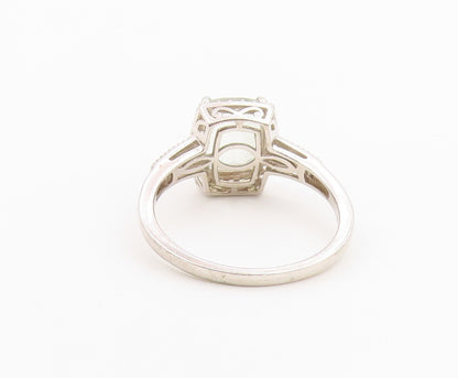 925 Sterling Silver Vintage Ring Green Amethyst Halo Topaz Band  Sz 11  RG36523