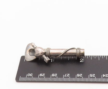925 Sterling Silver Vintage Brooch Pin Love Heart Carved Golf Bag  BP10541