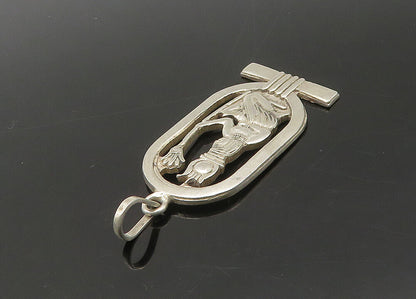 MIDDLE EAST 925 Silver  Vintage Kneeling Egyptian Figure Pendant  PT17931