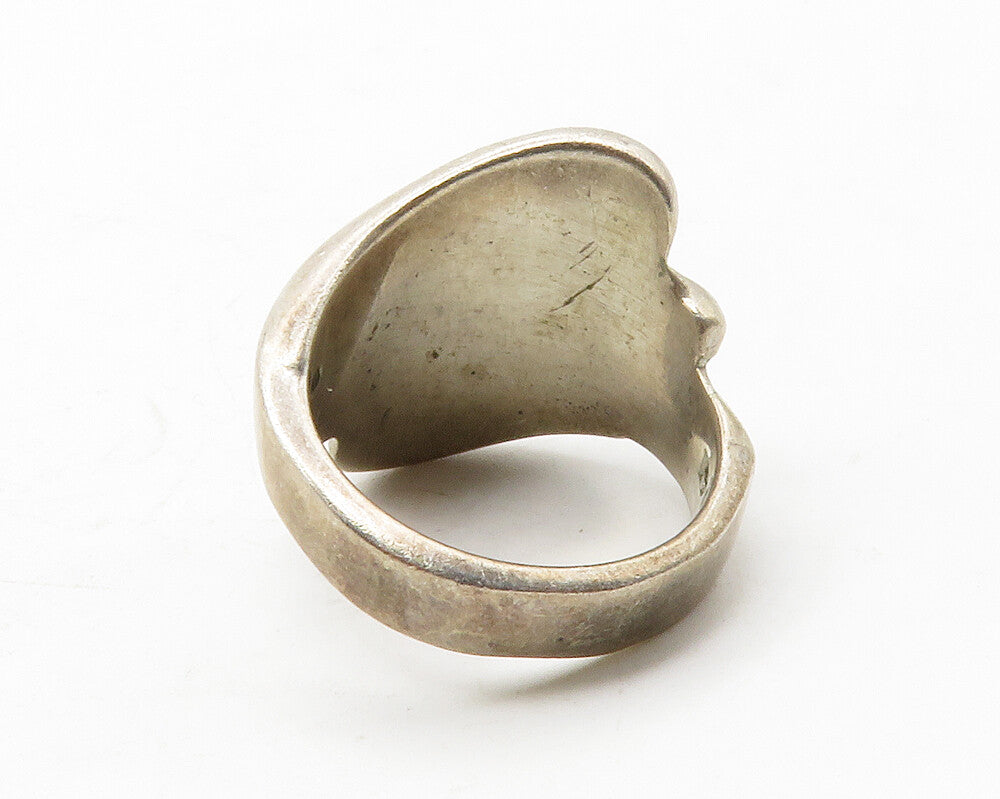 MEXICO 925 Sterling Silver  Vintage Shiny Dark Tone Bypass Ring Sz 6.5 RG13306