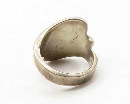 MEXICO 925 Sterling Silver  Vintage Shiny Dark Tone Bypass Ring Sz 6.5 RG13306