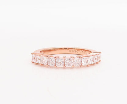 925 Sterling Silver Vintage Ring Rose Gold Plated Topaz 4 Ring Set Sz 7  RG29230
