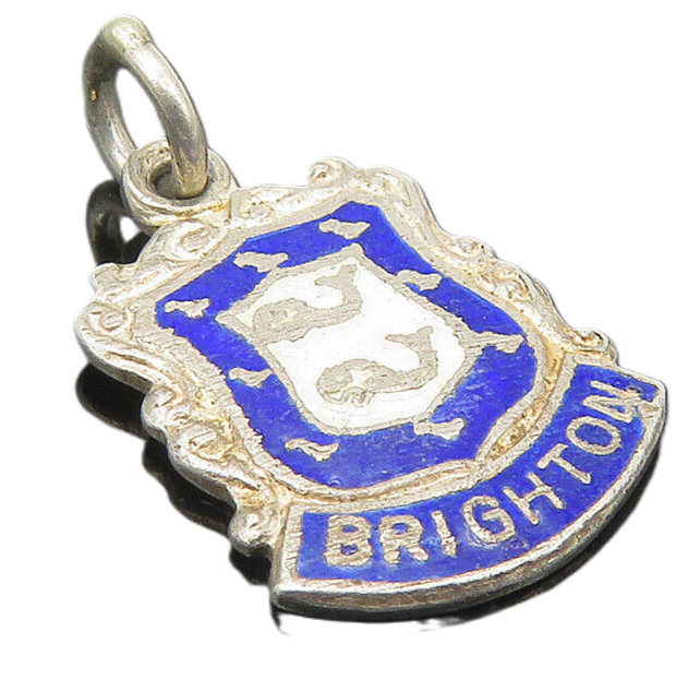 925 Sterling Silver  Vintage Petite Enamel Coated Brighton Pendant  PT8188