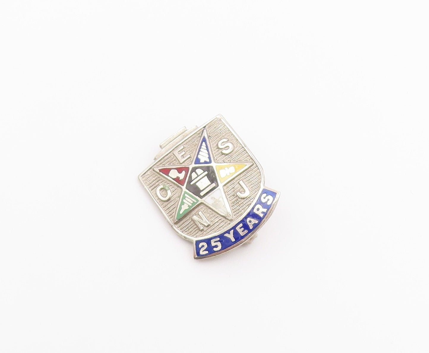 925 Sterling Silver  Vintage Enamel Order Of Eastern Star Brooch Pin  BP8608