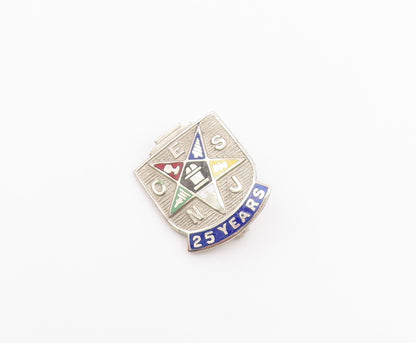 925 Sterling Silver  Vintage Enamel Order Of Eastern Star Brooch Pin  BP8608