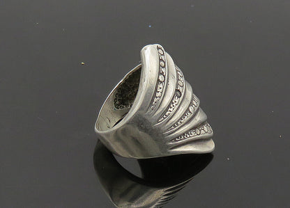 925 Sterling Silver  Vintage Shiny Fluted Wing Style Band Ring Sz 7  RG20488