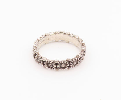 925 Sterling Silver Vintage Ring BOMA Floral Carved Tiara  Sz 8  RG32554