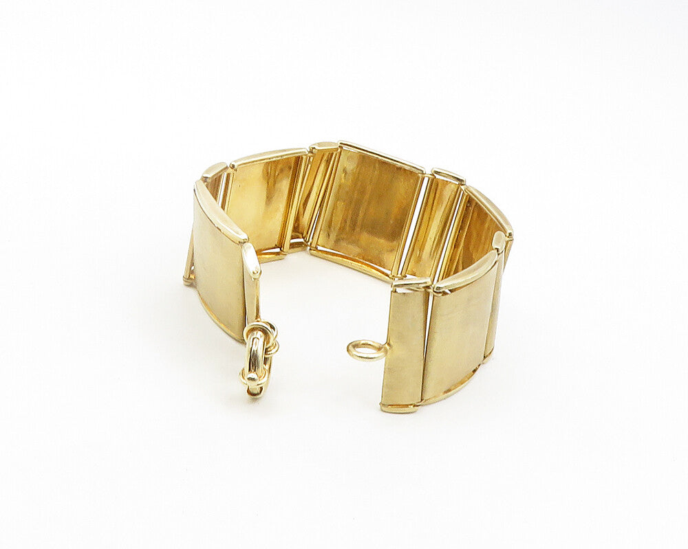 925 Sterling Silver  Shiny Gold Platted Matte Square Chain Bracelet  BT7670