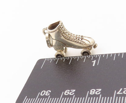925 Sterling Silver Vintage Pendant Skating Shoe With Wheels Charm  PT24114