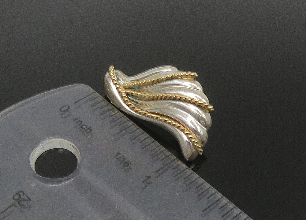 925 Silver & 14K GOLD  Vintage Shiny 2 Tone Twist Wing Drop Earrings  EG11099