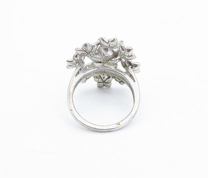925 Sterling Silver  Vintage Genuine Blue Diamonds Cocktail Ring Sz 9  RG4287