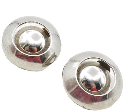 MEXICO 925 Sterling Silver  Vintage Shiny Round Non Pierce Earrings  EG4783