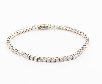 925 Sterling Silver  Prong Set Shiny Cubic Zirconia Tennis Bracelet  BT6415