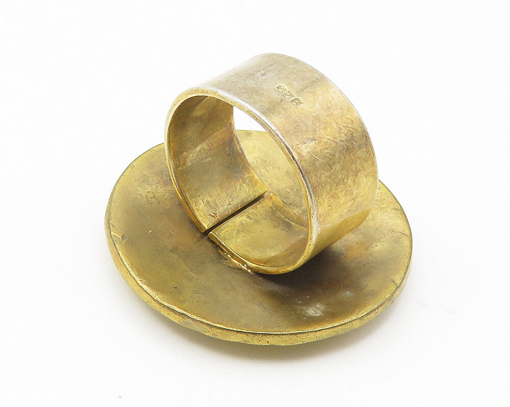 925 Sterling Silver  Vintage Shiny Textured Round Cocktail Ring Sz 7  RG10813